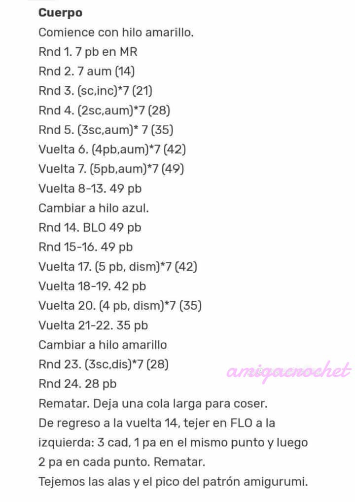 Patrón Gratis Patito Amigurumi Crochet