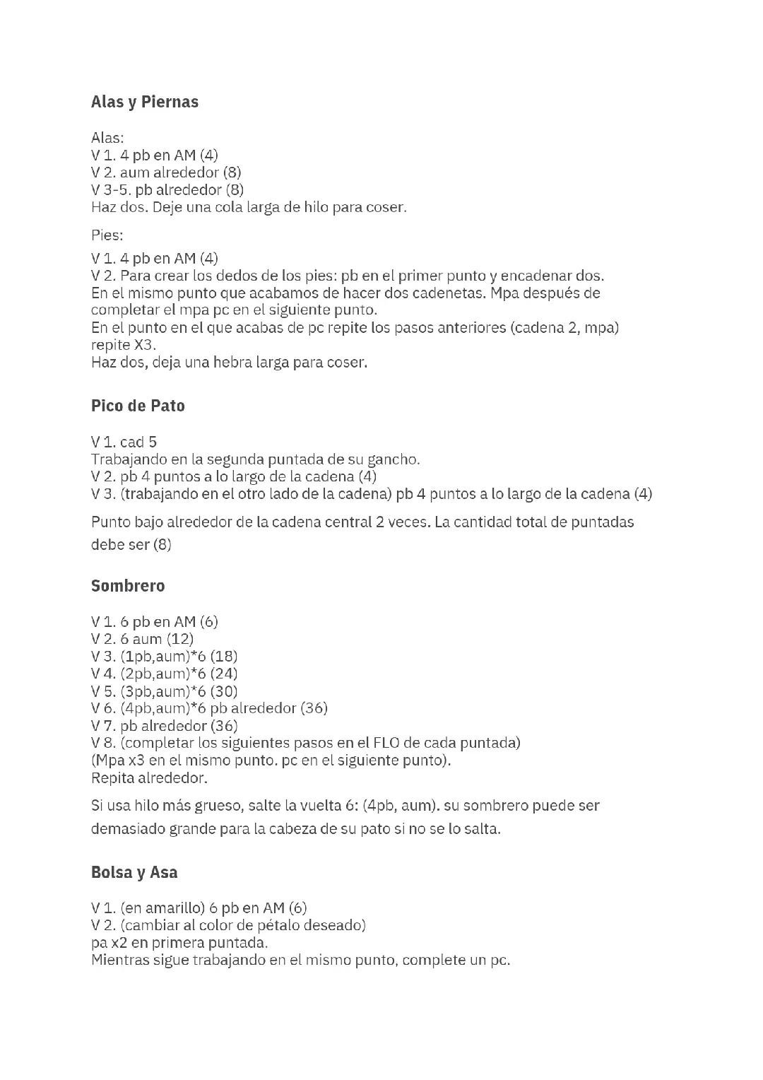 Patrón Gratis Pato Amigurumi Blanco con Sombrero y Bolsa