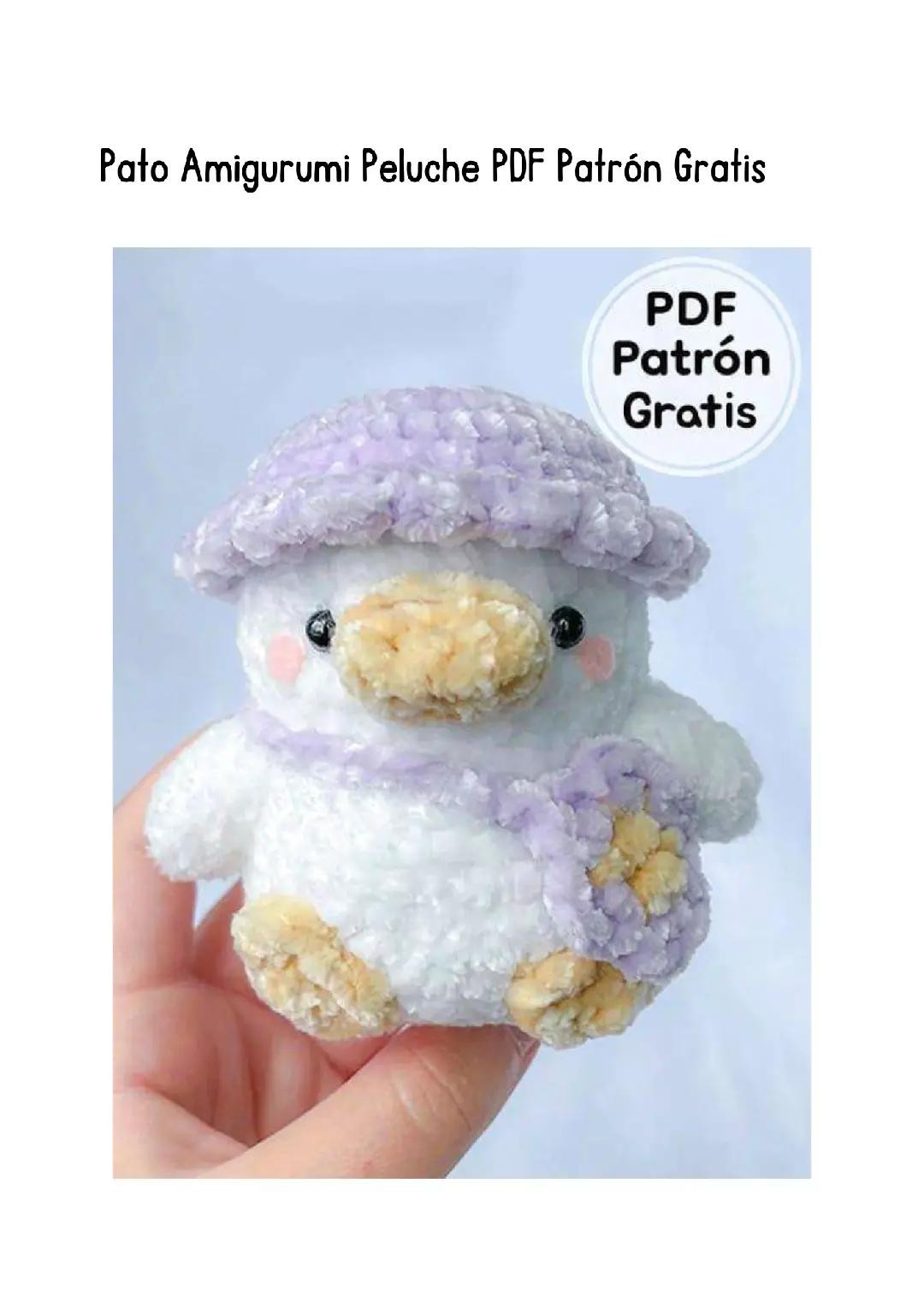 Patrón Gratis Pato Amigurumi Blanco con Sombrero y Bolsa