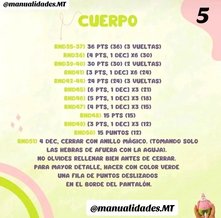 Patrón Gratis Patricio Amigurumi: Tutorial Paso a Paso