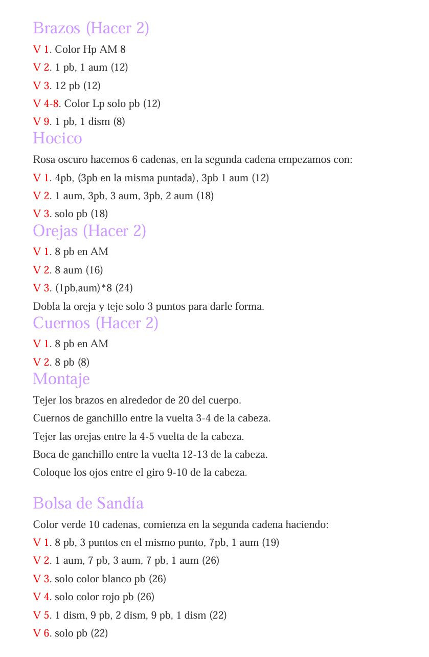 Patrón Gratis PDF Vaca Sandía Amigurumi