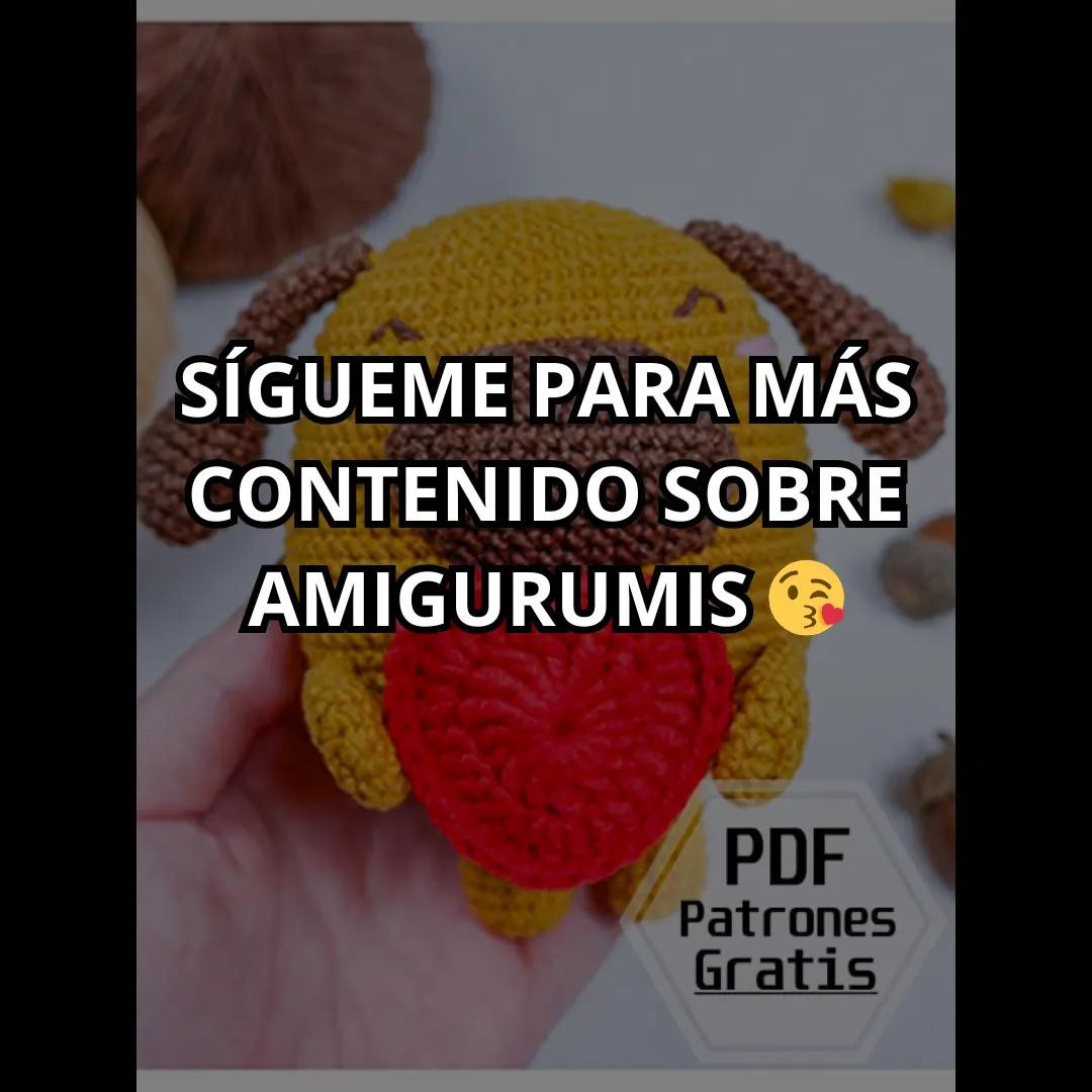Patrón gratis perro amigurumi amarillo con corazón rojo