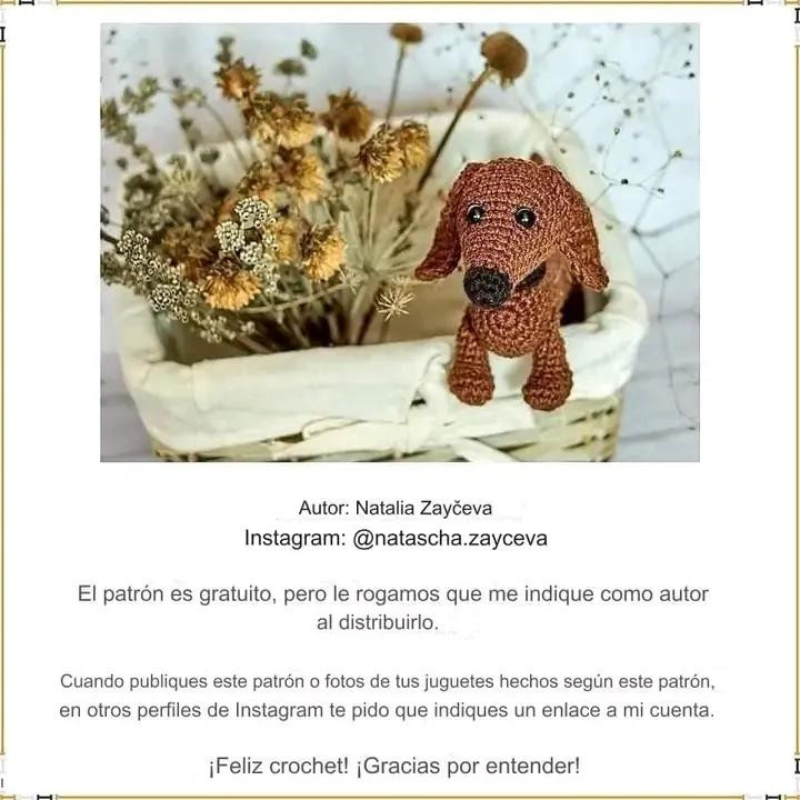 Patrón gratis perro salchicha marrón amigurumi