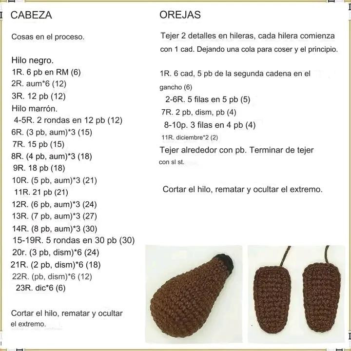 Patrón gratis perro salchicha marrón amigurumi