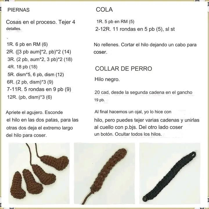 Patrón gratis perro salchicha marrón amigurumi