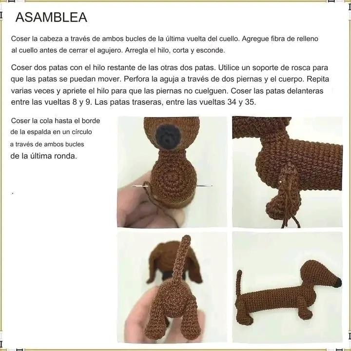 Patrón gratis perro salchicha marrón amigurumi
