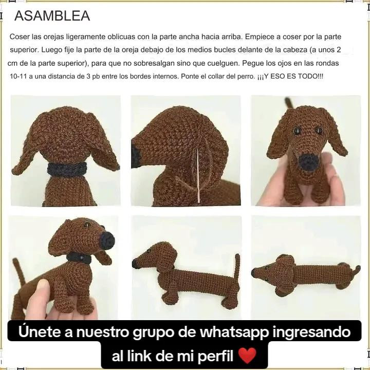 Patrón gratis perro salchicha marrón amigurumi
