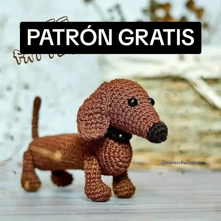 Patrón gratis perro salchicha marrón amigurumi