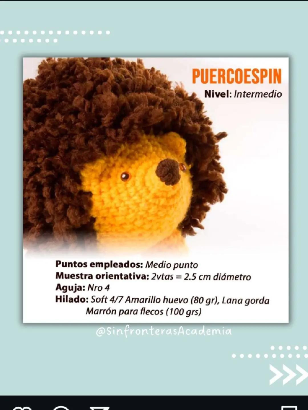 Patrón Gratis Puercespín Amigurumi: Paso a Paso Nivel Intermedio