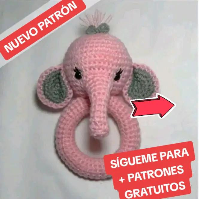 Patrón Gratis Sonajero Elefante Rosa Móc Len