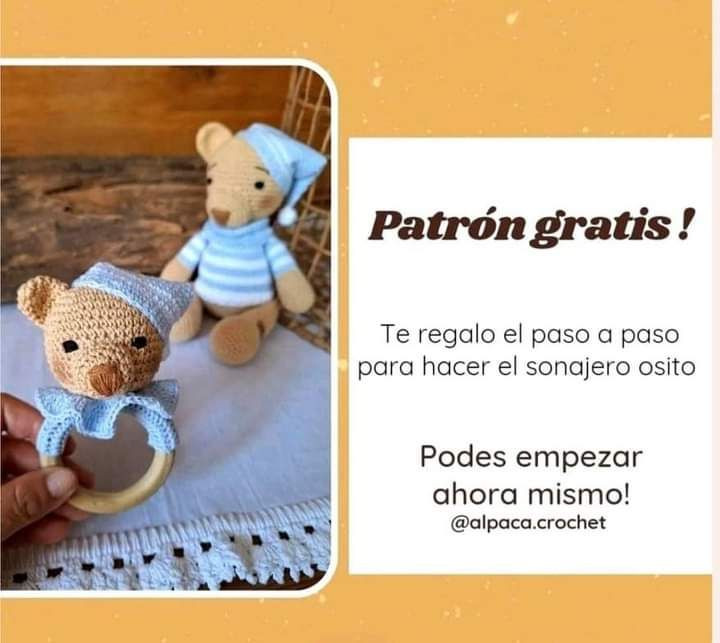 Patron gratis: Sonajero osito amigurumi paso a paso