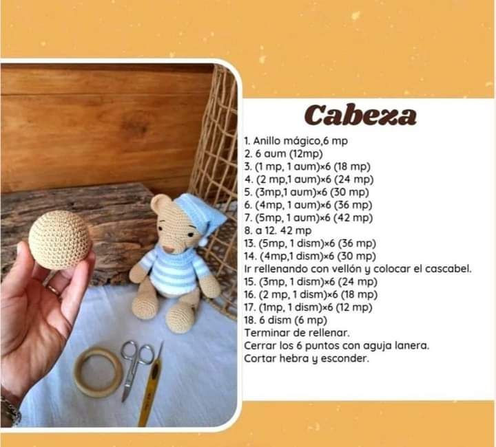 Patron gratis: Sonajero osito amigurumi paso a paso