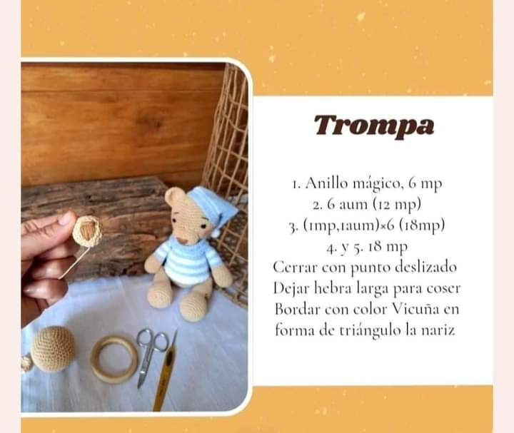 Patron gratis: Sonajero osito amigurumi paso a paso