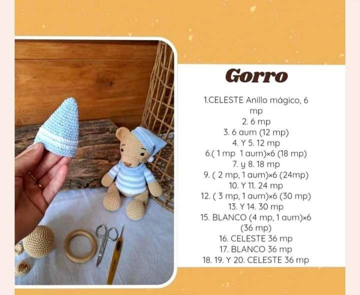 Patron gratis: Sonajero osito amigurumi paso a paso