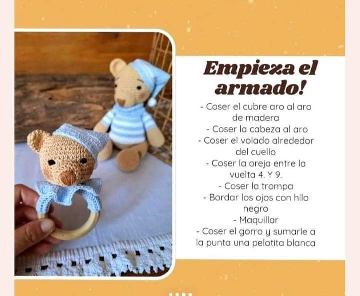 Patron gratis: Sonajero osito amigurumi paso a paso
