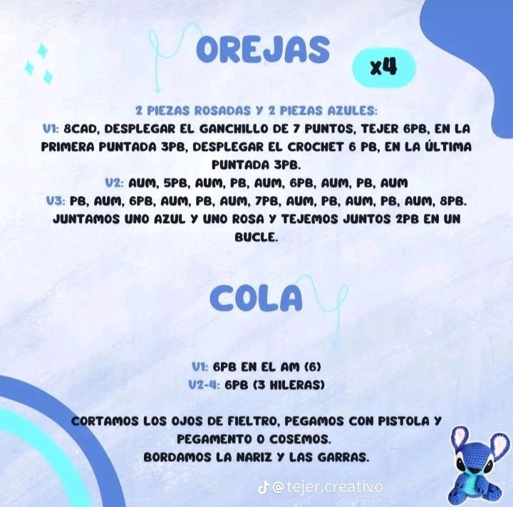 Patrón Gratis Stitch Amigurumi: Guía Completa Cuerpo, Cabeza y Extremidades