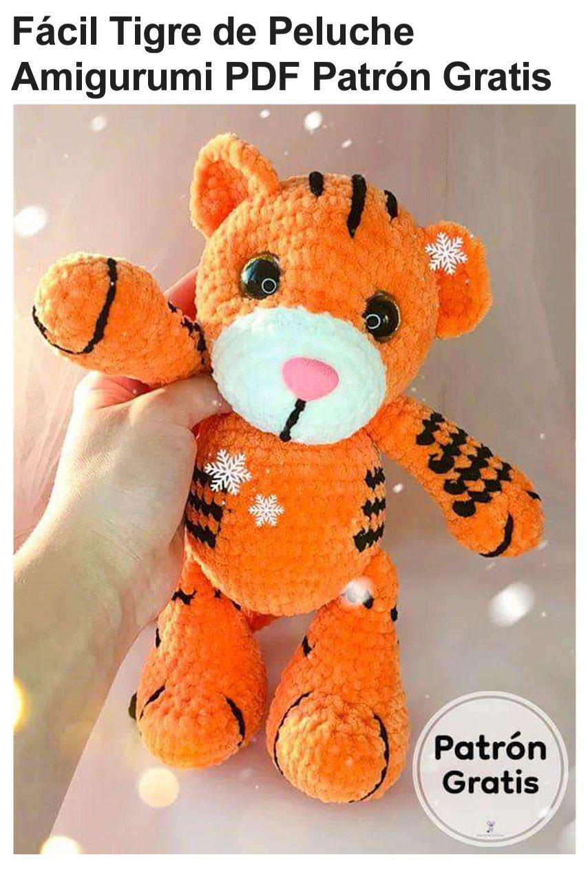 Patrón Gratis Tigre de Peluche Amigurumi Fácil