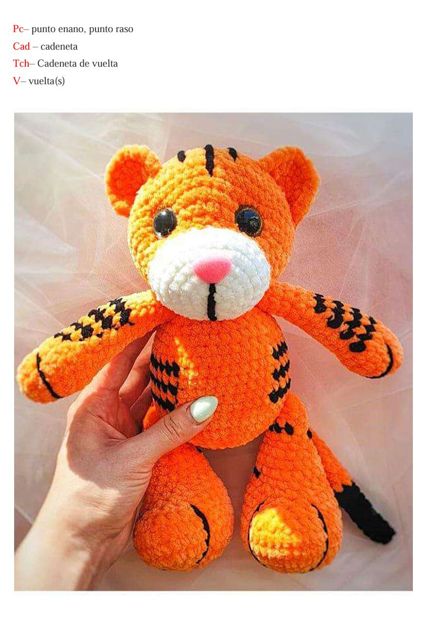 Patrón Gratis Tigre de Peluche Amigurumi Fácil