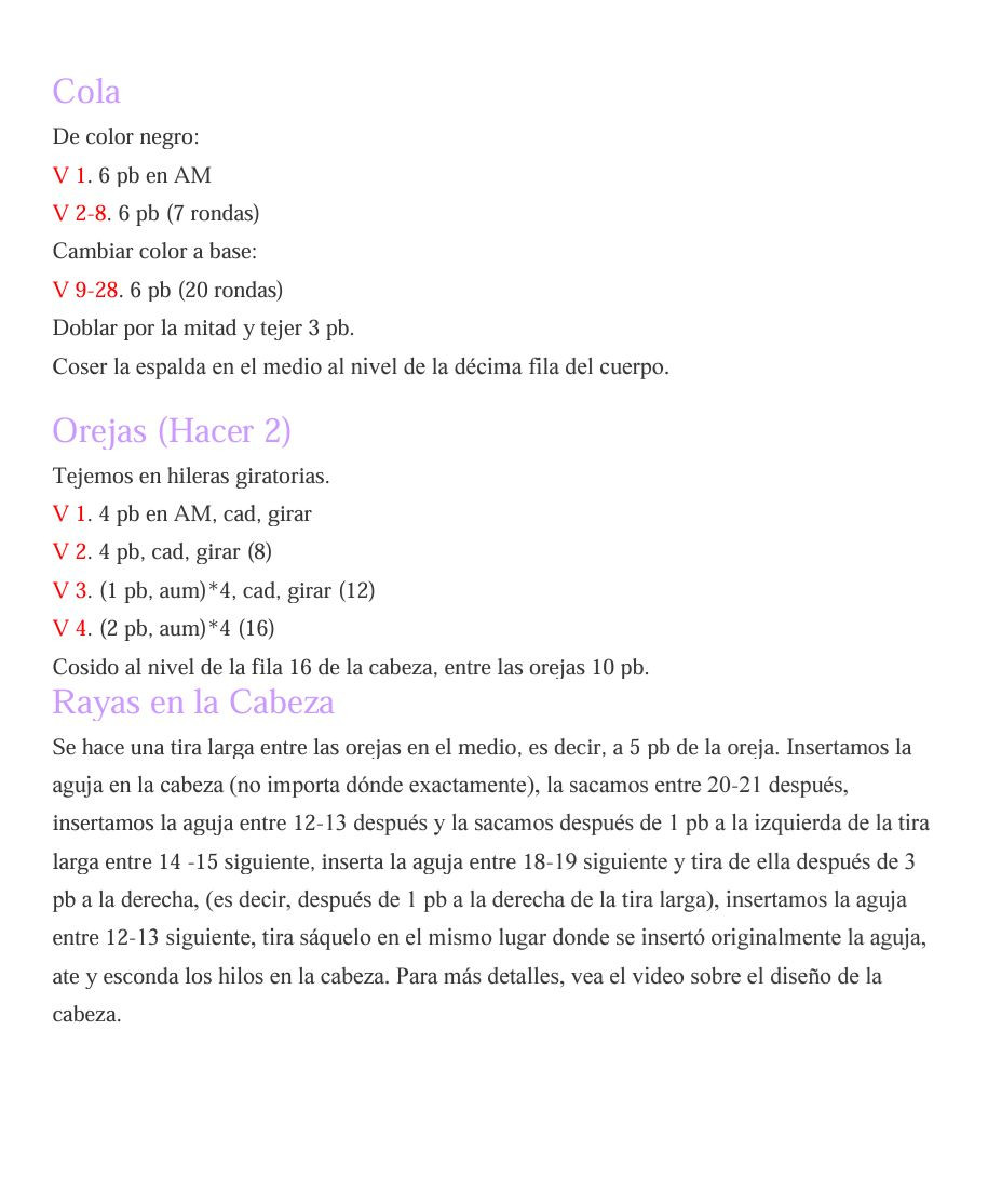 Patrón Gratis Tigre de Peluche Amigurumi Fácil