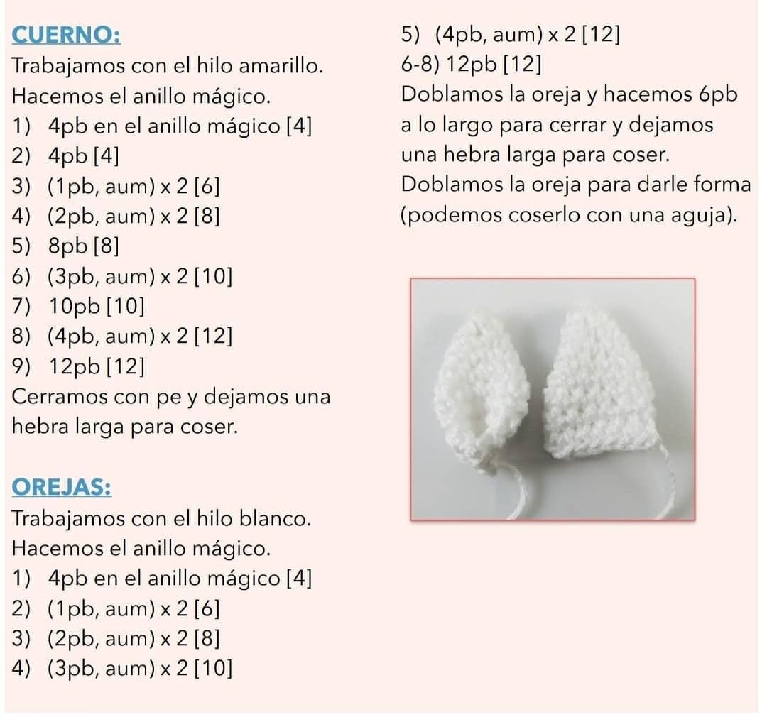 Patrón gratis: Unicornio Amigurumi blanco con crin arcoíris y cuerno amarillo