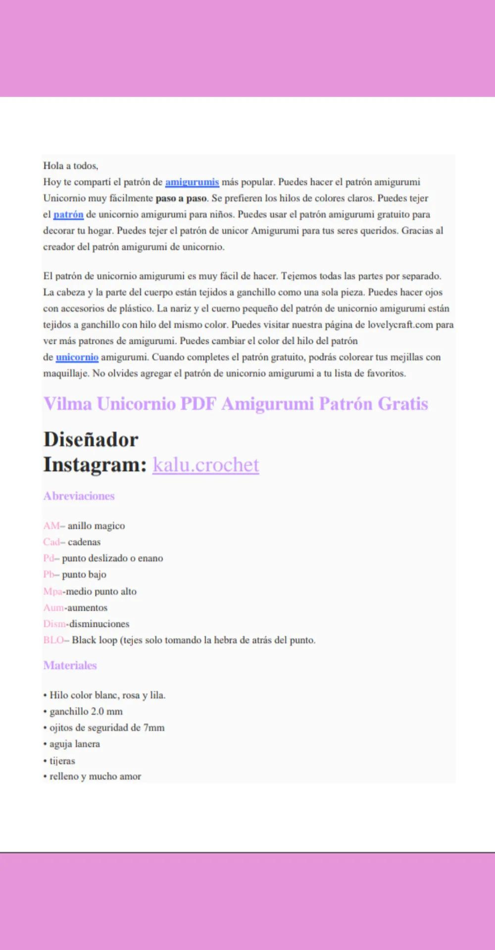 Patron Gratis Unicornio Amigurumi Tejido a Crochet