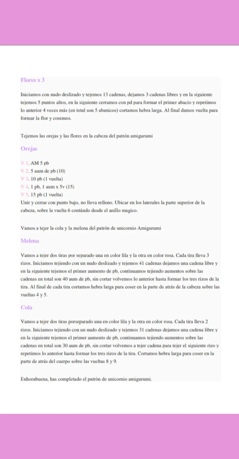 Patron Gratis Unicornio Amigurumi Tejido a Crochet