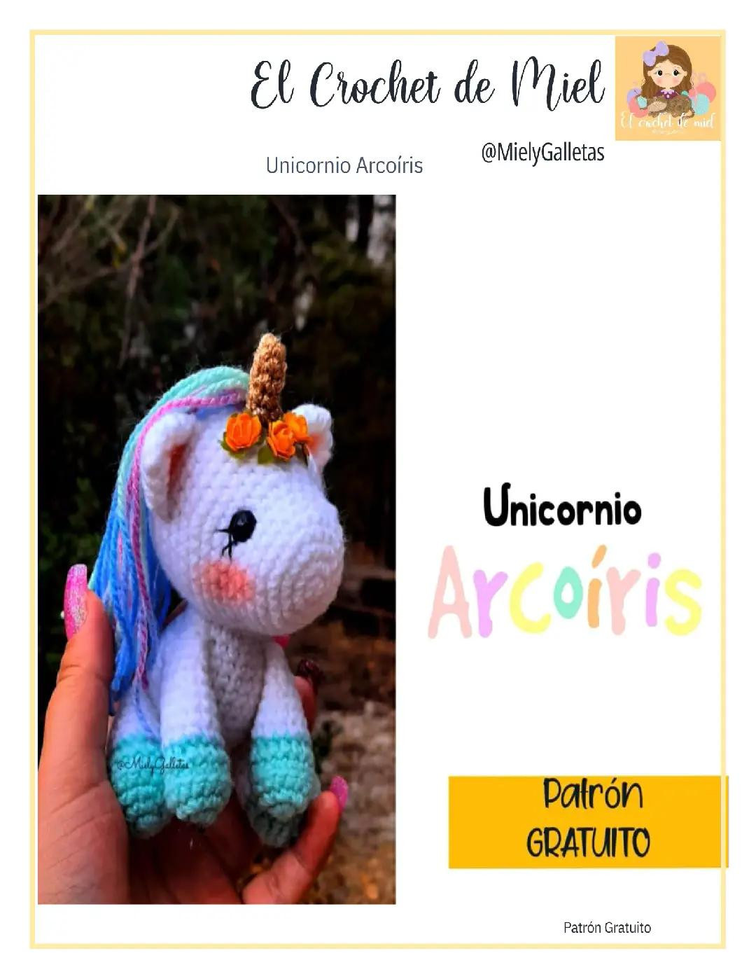 Patrón Gratis Unicornio Arcoíris Amigurumi