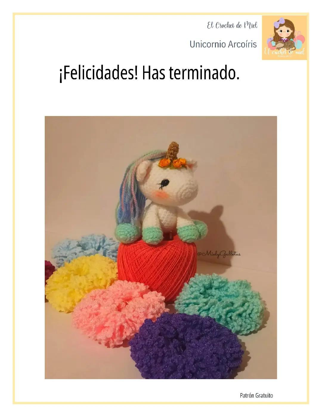 Patrón Gratis Unicornio Arcoíris Amigurumi