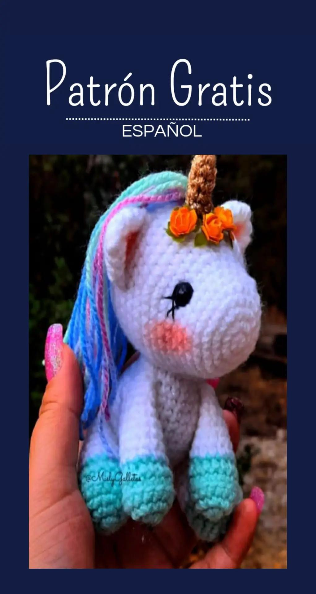 Patrón Gratis Unicornio Arcoíris Amigurumi