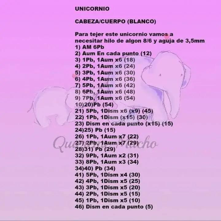 Patrón gratis Unicornio Quiereme mucho