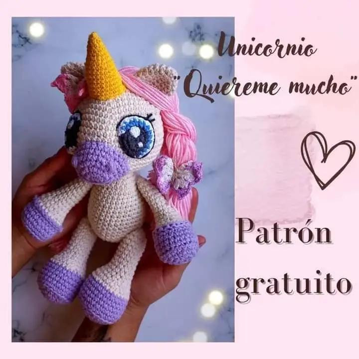 Patrón gratis Unicornio Quiereme mucho