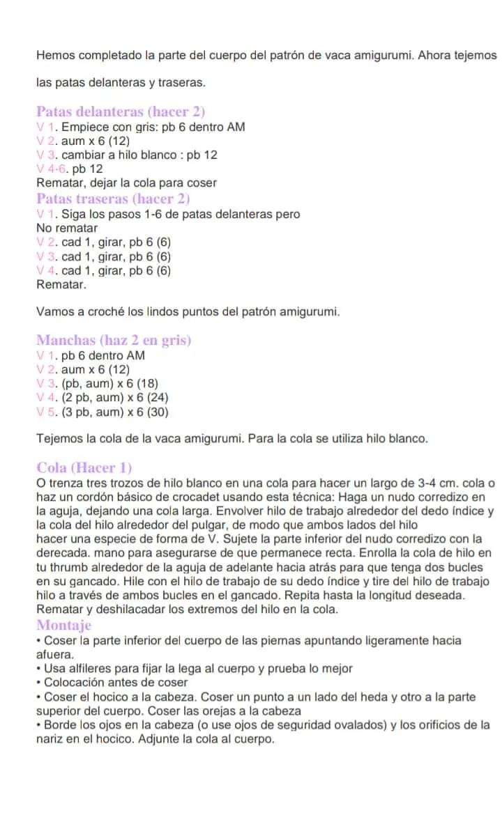 Patrón Gratis Vaca Amigurumi: Diseño de Tejer con Hilo Blanco, Gris y Rosa