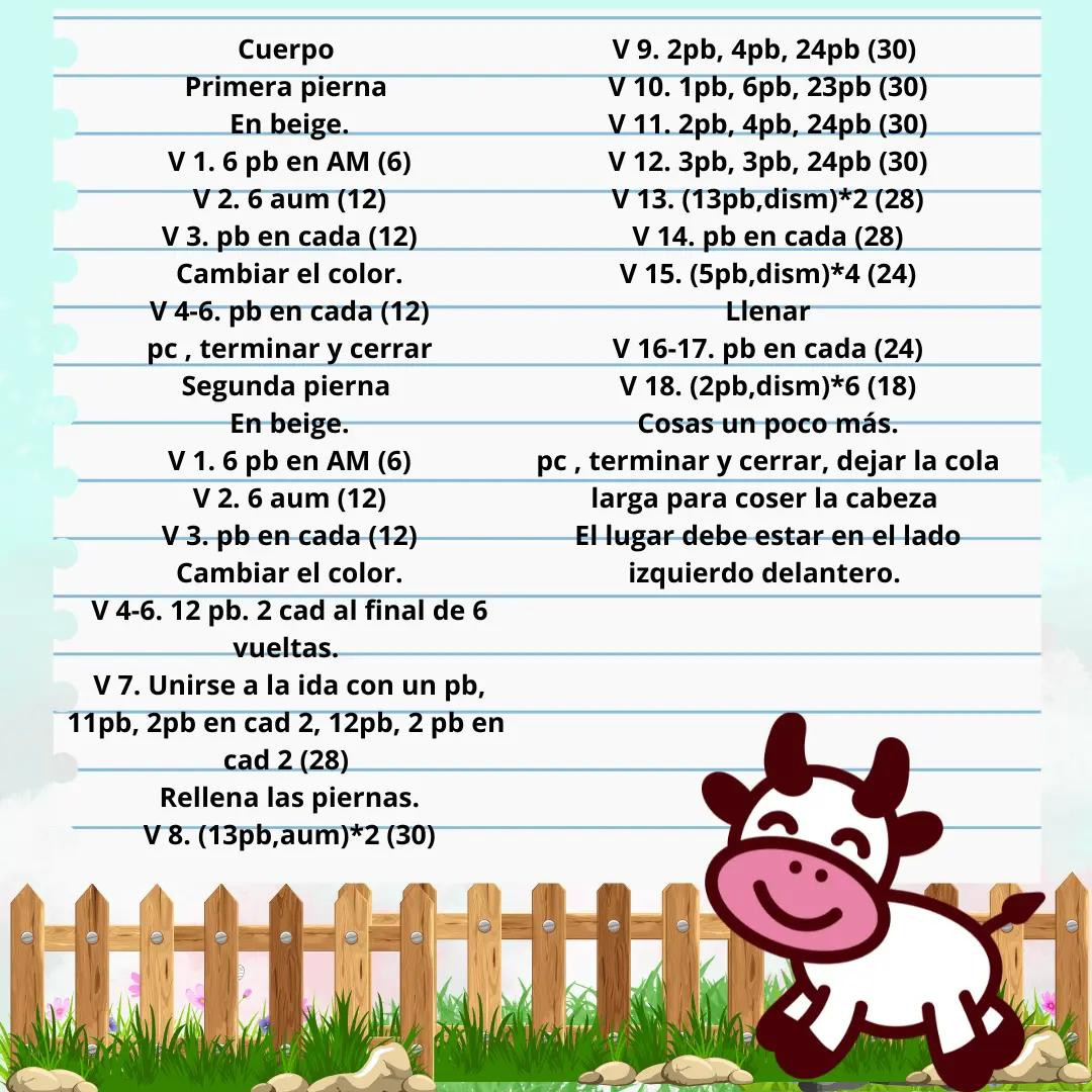 Patrón Gratis Vaca Amigurumi Tejido a Crochet
