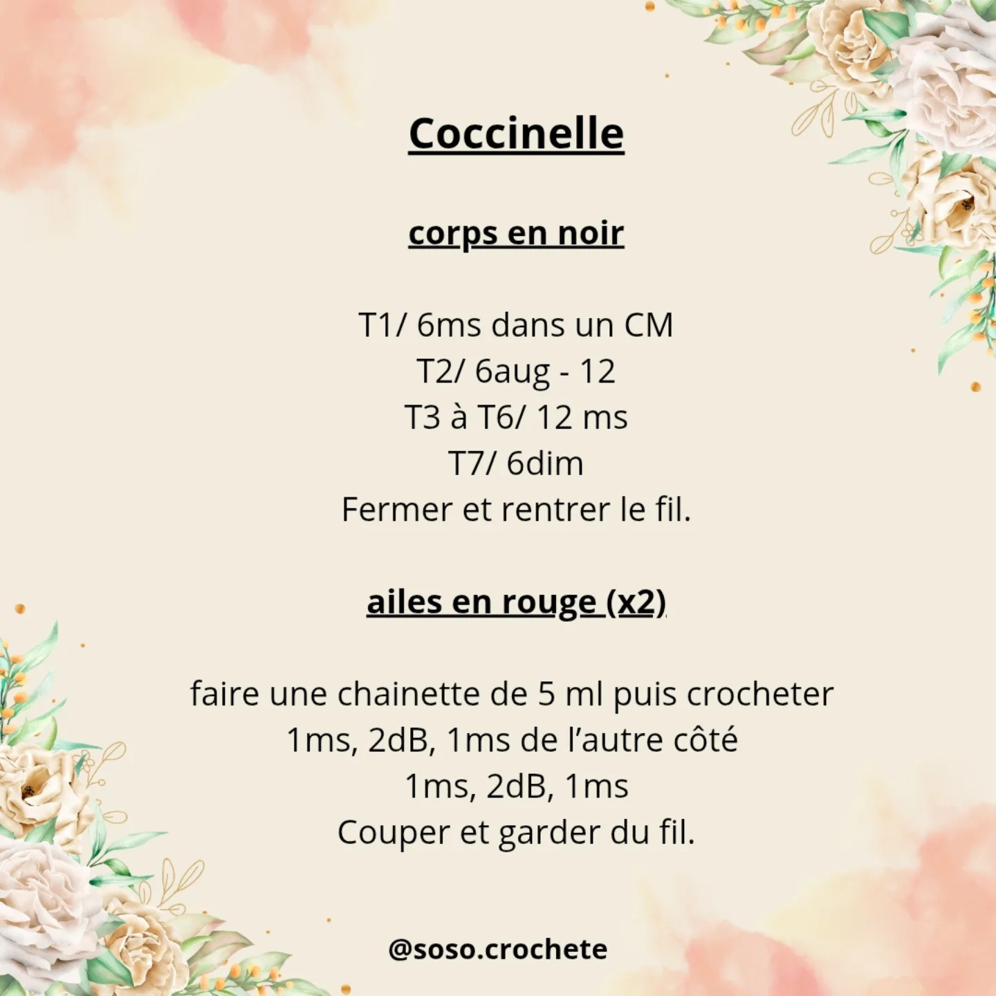 Patron gratuit : Fleur de jardin et coccinelle en crochet