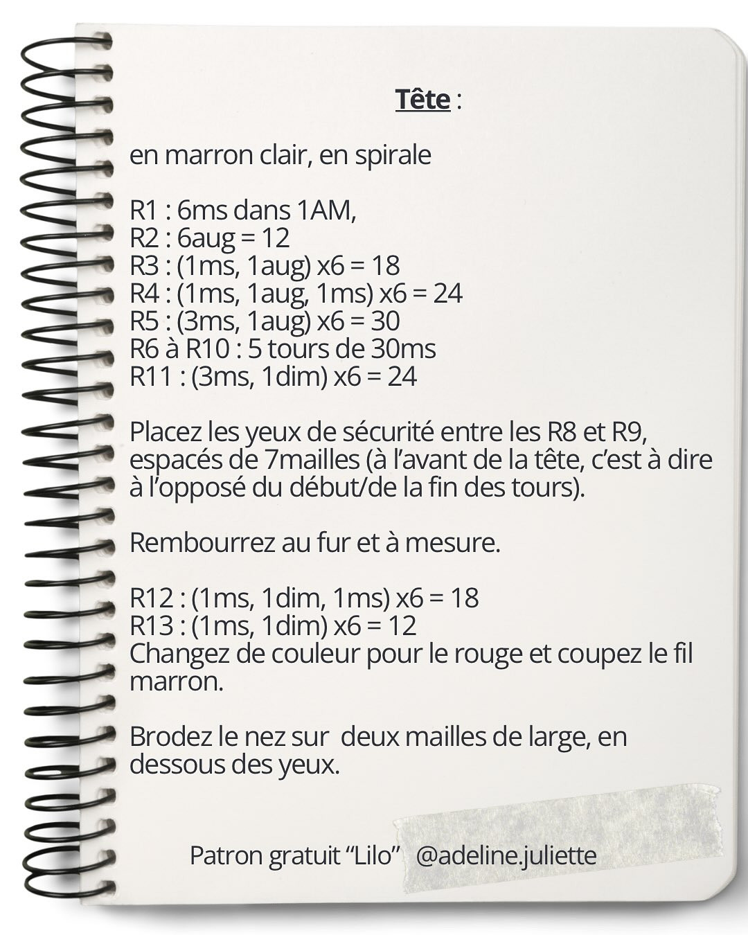 Patron gratuit Lilo : Búp bê móc len nhân vật Disney mặc váy đỏ và tóc đen