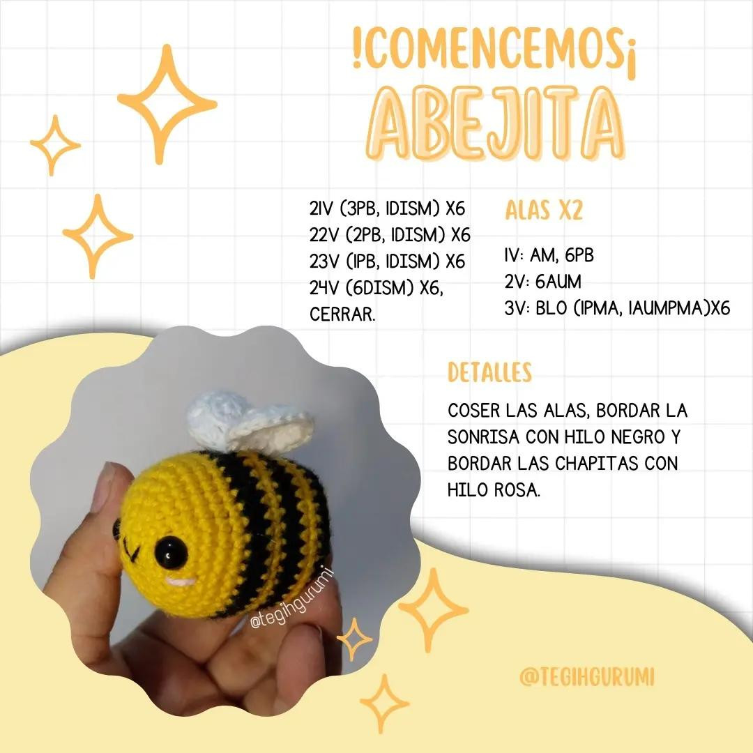 Patrón Gratuito Abejita Amigurumi Amarilla y Negra