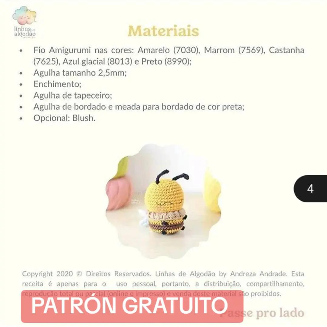 Patrón Gratuito Amigurumi Abejita Honey Baby - Tutorial de Crochet