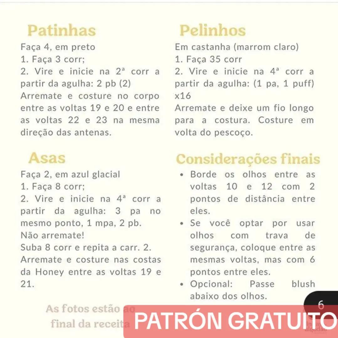 Patrón Gratuito Amigurumi Abejita Honey Baby - Tutorial de Crochet