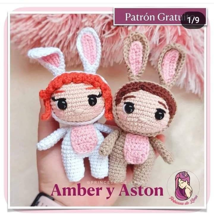 Patrón Gratuito: Amigurumi Amber y Aston (Conejitos de Pascua)