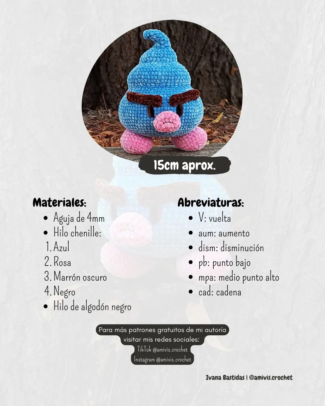 Patrón gratuito Amigurumi Bad Ice Cream azul y rosa
