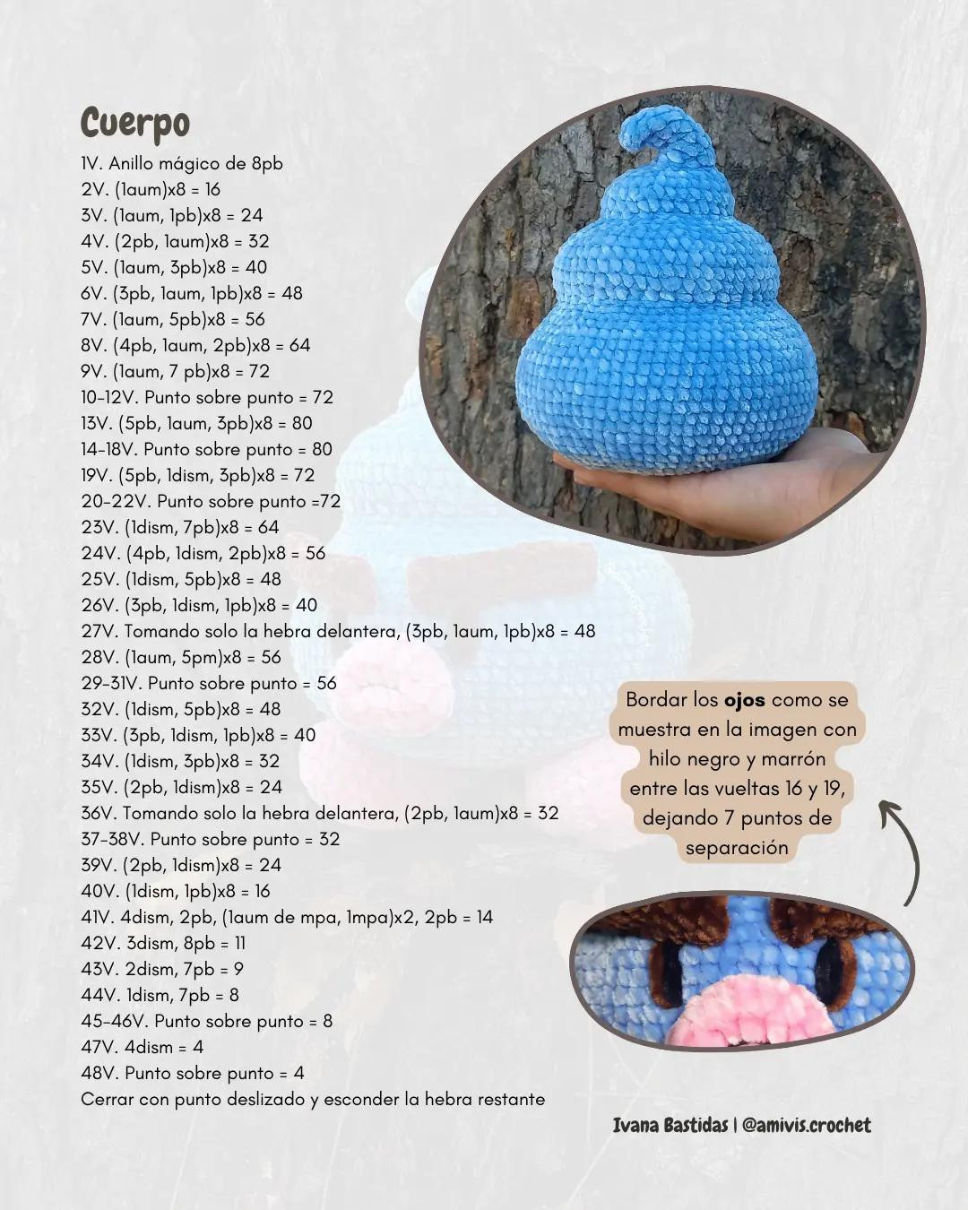 Patrón gratuito Amigurumi Bad Ice Cream azul y rosa