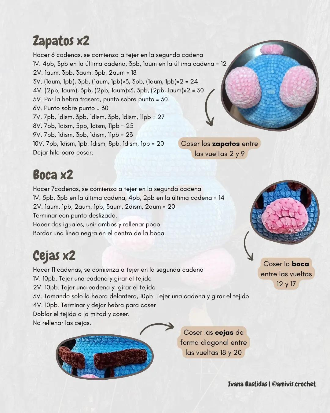 Patrón gratuito Amigurumi Bad Ice Cream azul y rosa