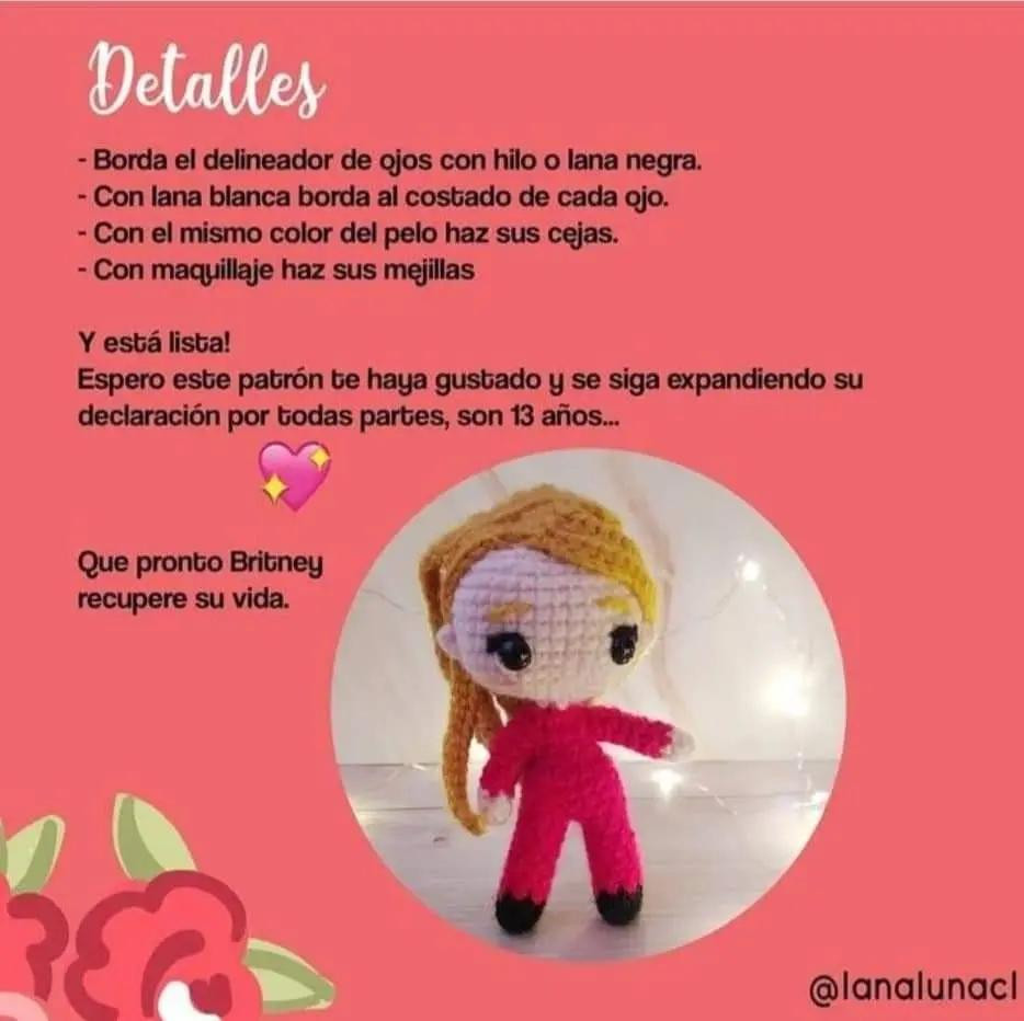 Patrón Gratuito Amigurumi Britney Spears