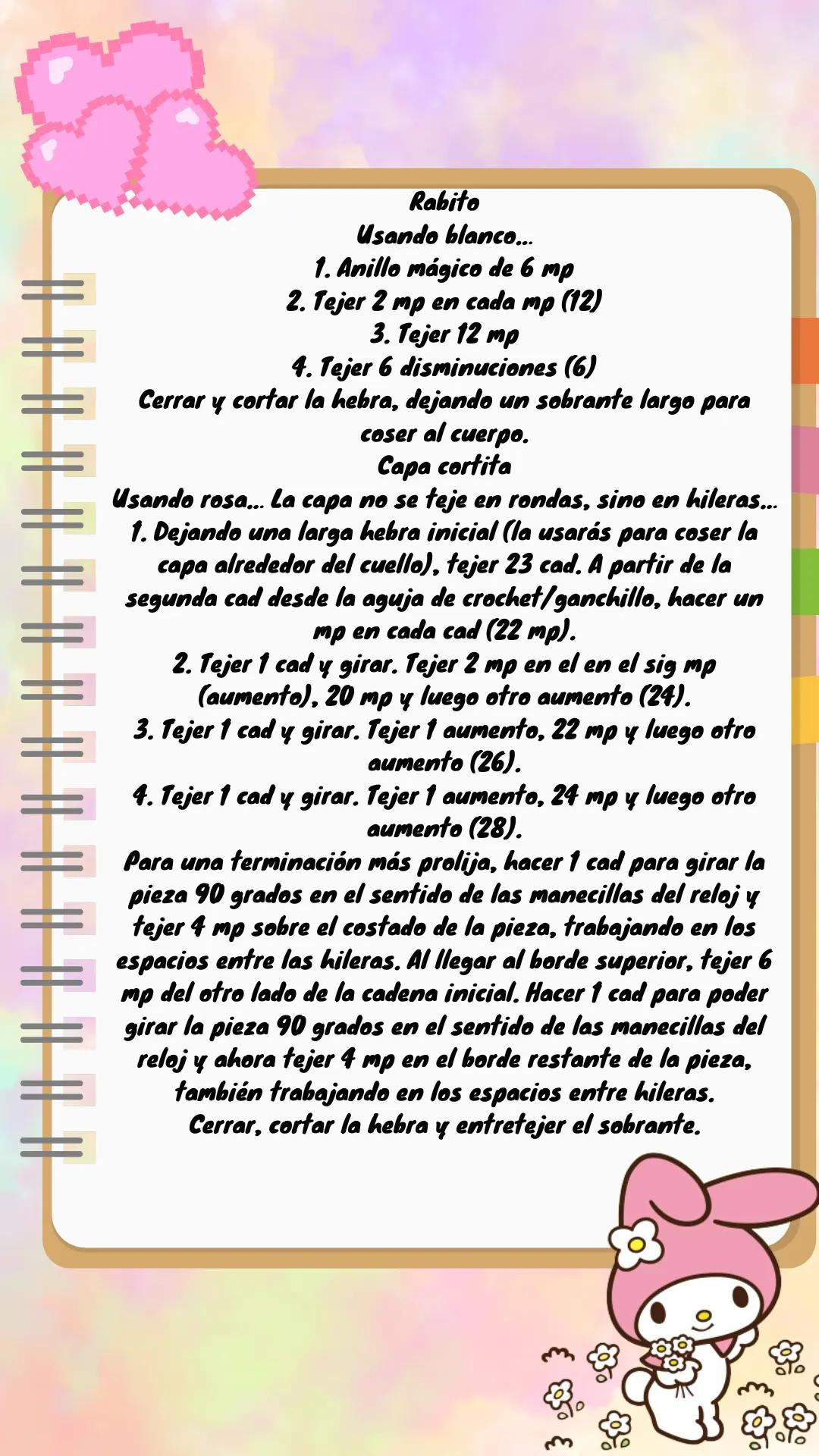 Patrón Gratuito Amigurumi Cinnamoroll Sanrio - Tejer Crochet