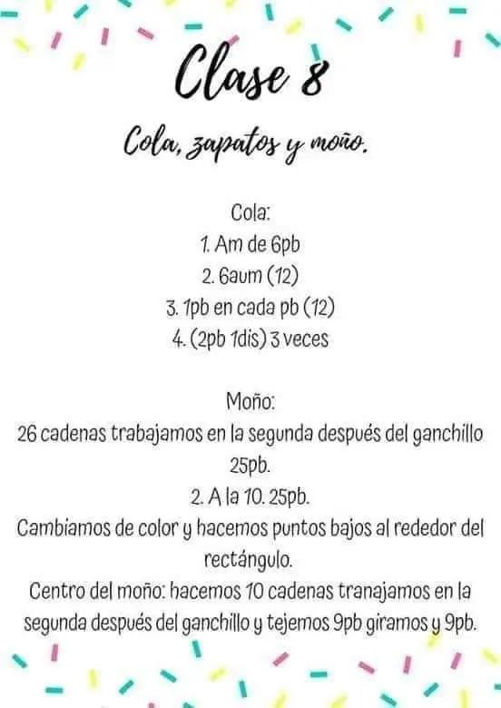 Patrón gratuito Amigurumi Conejita con vestido y accesorios