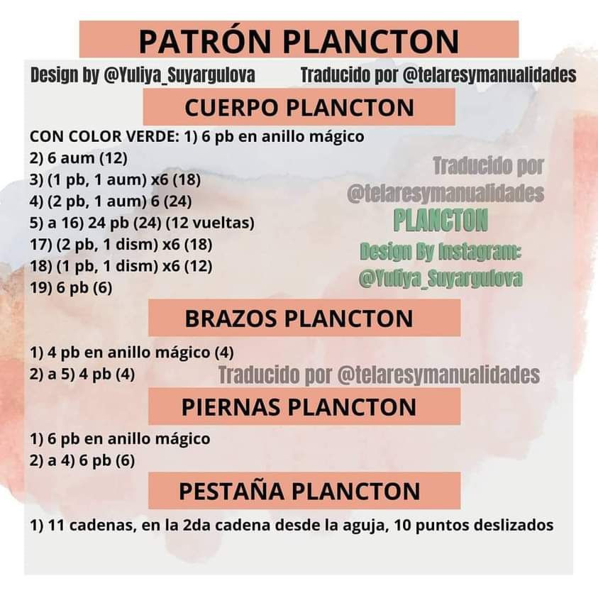 Patrón Gratuito Amigurumi Don Cangrejo y Plankton (Español)