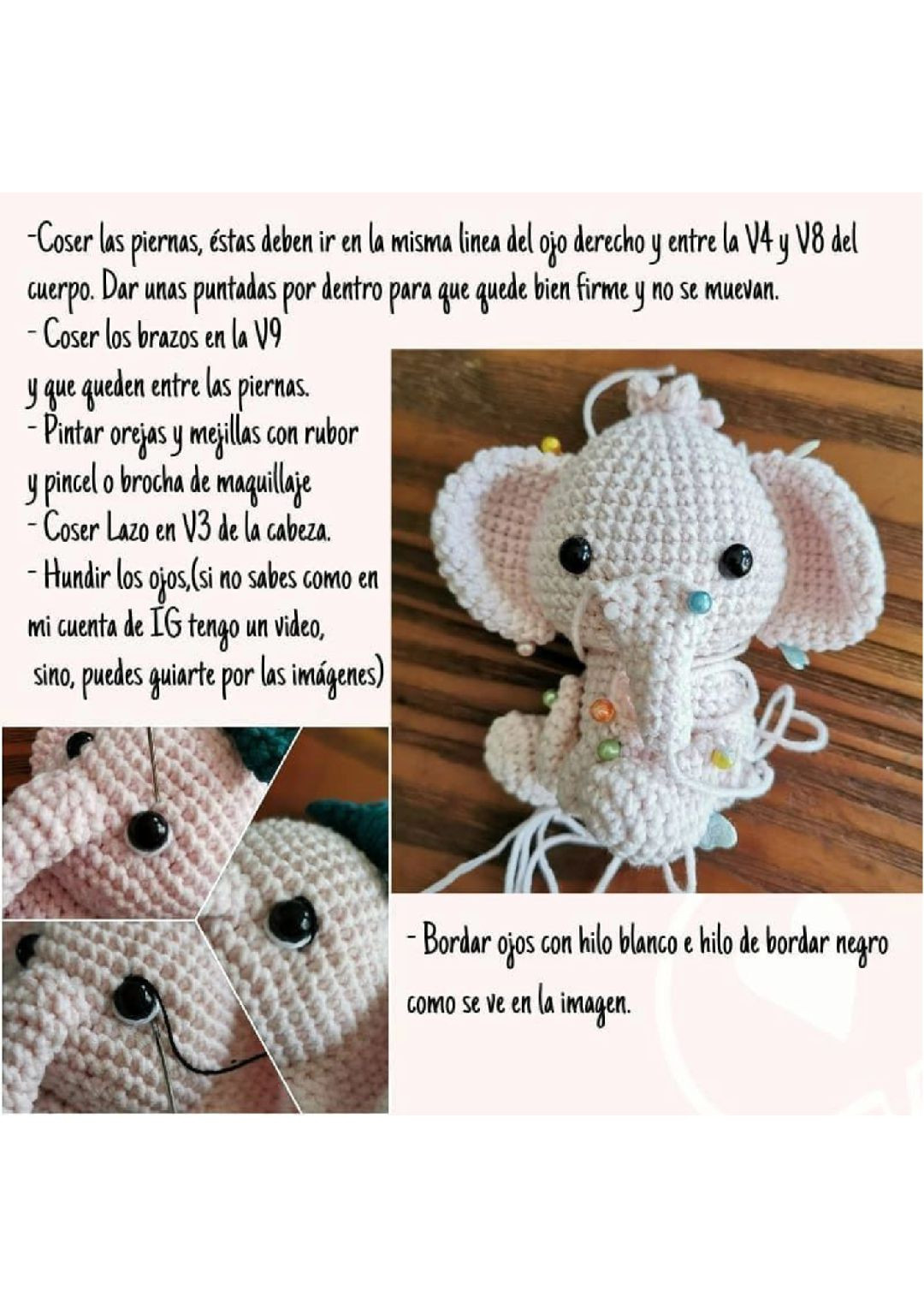 Patrón Gratuito Amigurumi Elefante Algodón de Azúcar