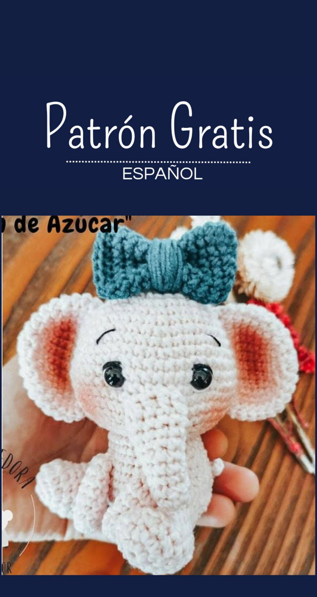 Patrón Gratuito Amigurumi Elefante Algodón de Azúcar