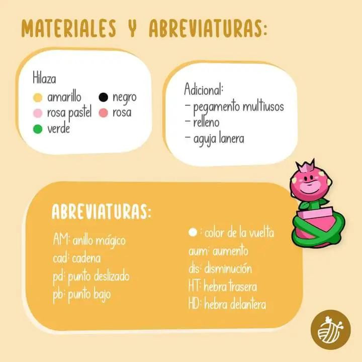 Patrón Gratuito Amigurumi Flor Rosa Brawl Stars