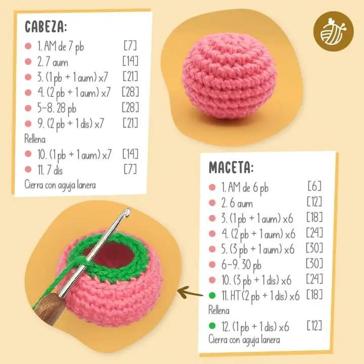 Patrón Gratuito Amigurumi Flor Rosa Brawl Stars